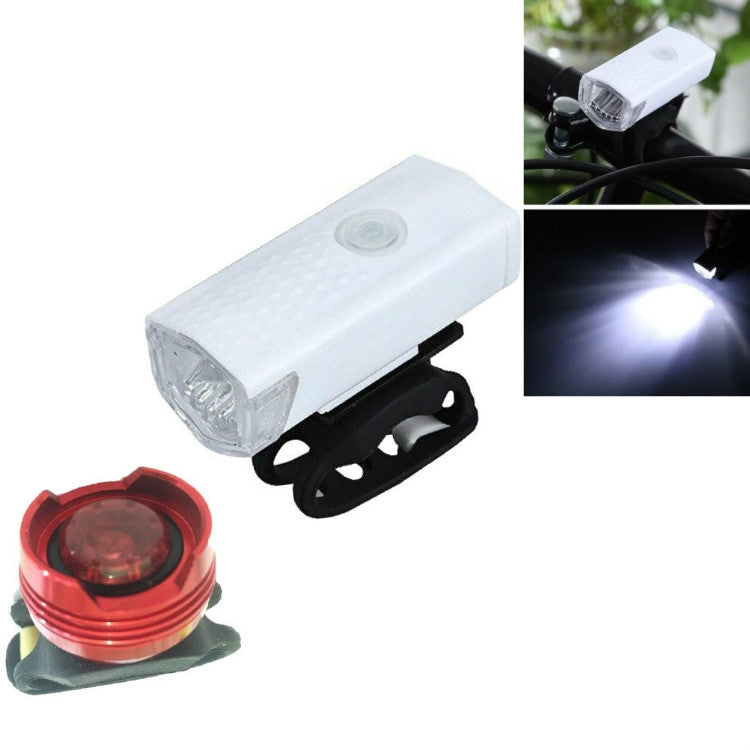 Bicycle USB Charging Headlight Lighting Cycling Equipment, 2255 Light White , 2255 Light+Ruby Taillight White , 2255 Light+928 Red Taillight White , 2255 Light+928 Red Taillight Black
