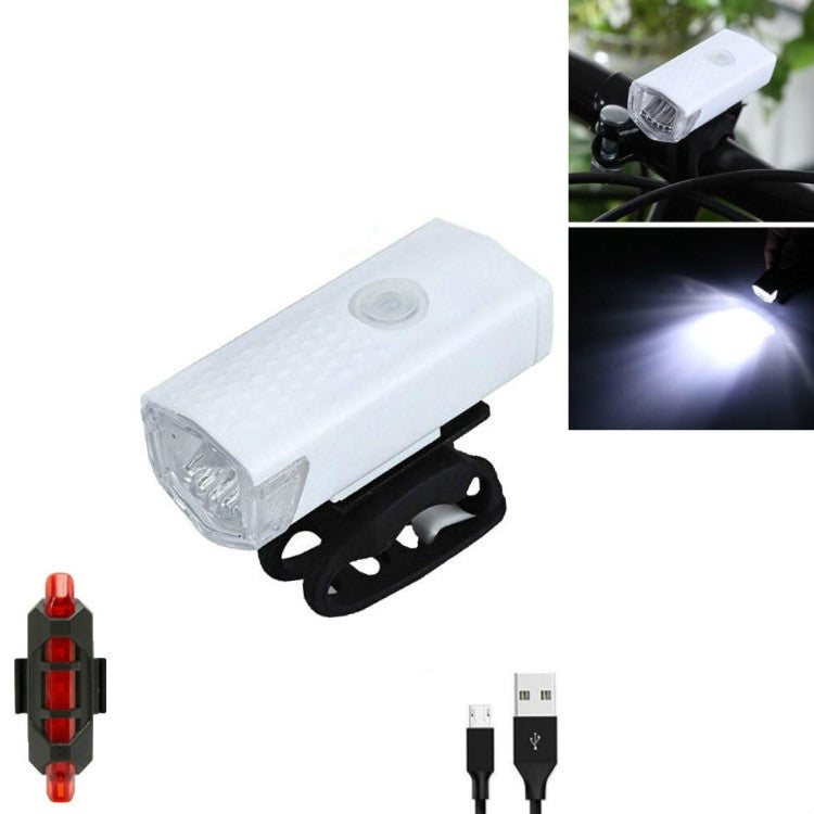 Bicycle USB Charging Headlight Lighting Cycling Equipment, 2255 Light White , 2255 Light+Ruby Taillight White , 2255 Light+928 Red Taillight White , 2255 Light+928 Red Taillight Black