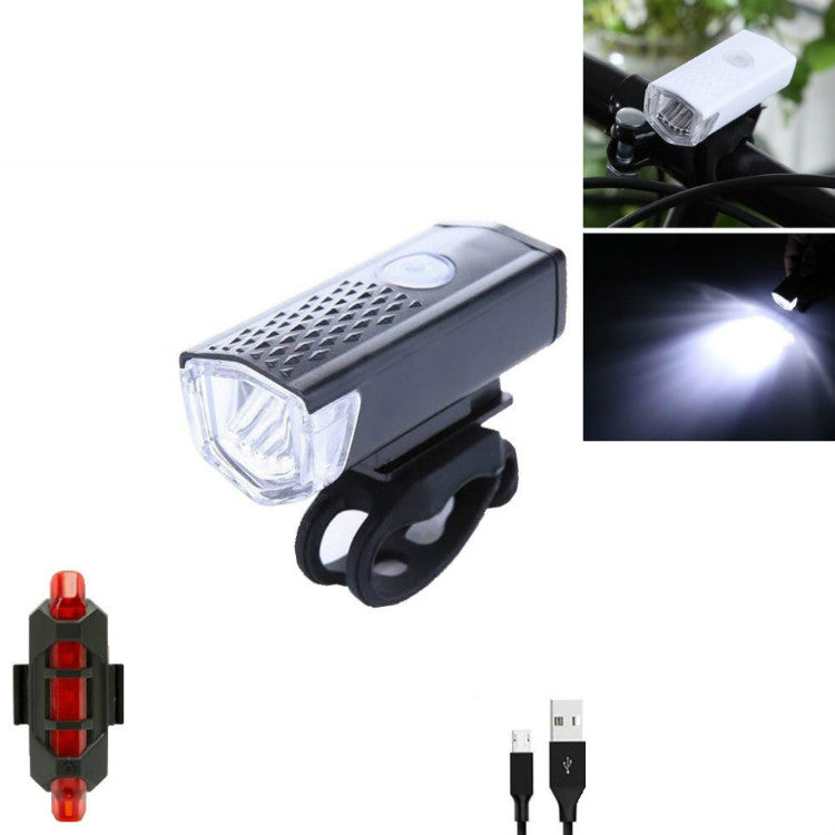 Bicycle USB Charging Headlight Lighting Cycling Equipment, 2255 Light White , 2255 Light+Ruby Taillight White , 2255 Light+928 Red Taillight White , 2255 Light+928 Red Taillight Black