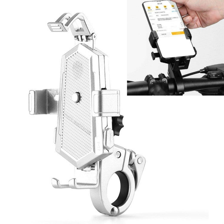 Bicycle Mobile Phone Holder Can Rotate And Adjust Fixed Aluminum Alloy Bracket Automatic Grab Bracket, Handlebar Installation, Rearview Mirror Installation - WAYBIKER