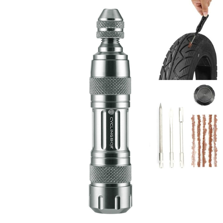 CYCLINGBOX Mountain Bike Vacuum Aluminum Alloy Tire Repair Tool Bicycle Repair Integrated Storage Design Tool, BG-9901 Black , BG-9901 Silver
