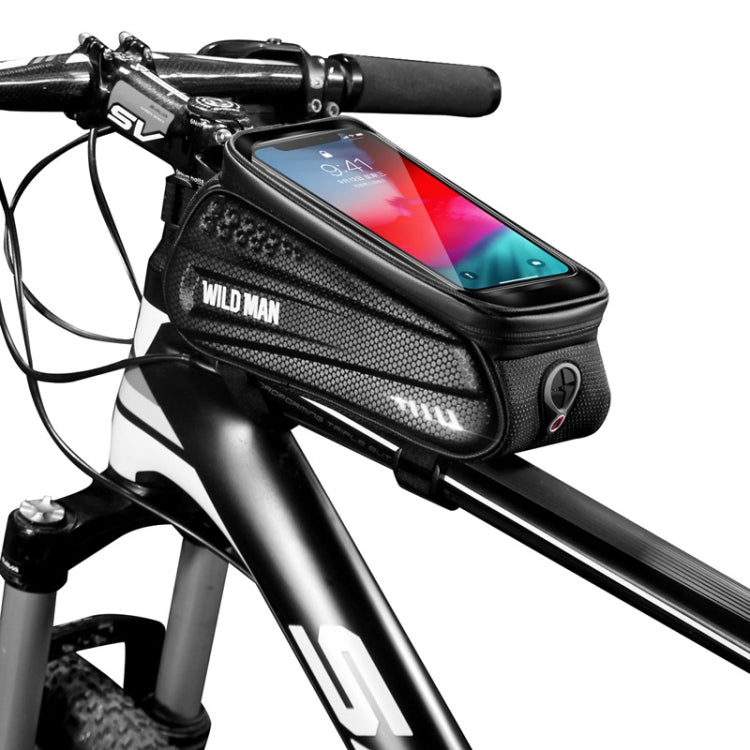WILD MAN ES3 Hard Shell Bicycle Bag Front Beam Bag Mountain Bike Mobile Phone Touch Screen Upper Tube Bag Riding Equipment, ES3 Black