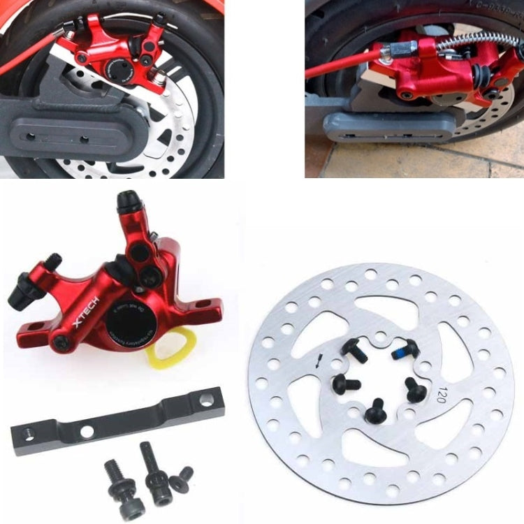 3 in 1 Scooter Modified Hydraulic Brake + 120mm Disc Brake Disc + Modified Seat Set For Xiaomi Mijia M365 Pro, Red Brake + Silver Adapter, Red Brake + Black Adapter, Black Brake + Silver Adapter, Black Brake + Black Adapter