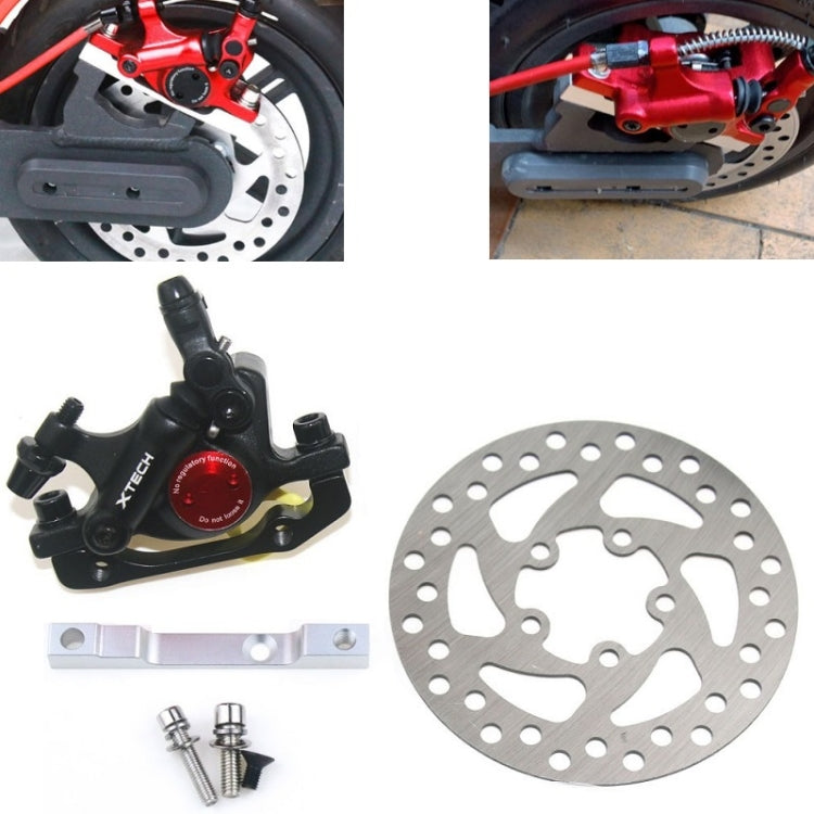 3 in 1 Scooter Modified Hydraulic Brake + 120mm Disc Brake Disc + Modified Seat Set For Xiaomi Mijia M365 Pro, Red Brake + Silver Adapter, Red Brake + Black Adapter, Black Brake + Silver Adapter, Black Brake + Black Adapter
