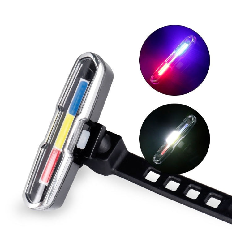 Bicycle Light USB Charging LED Warning Light Night Riding COB Tail Light, Specification:, 7505C Red White Blue Light, 7505A Single Red Light, 7505B Red White Light, 7505 Red Blue Light - WAYBIKER