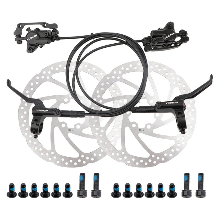 Meroca M800 Bicycle Brake Mountain Bike Universal Bilateral Brake Oil Pressure Disc Brake, Style:, 1 Pair Oil Brakes, 1 Pair Oil Brakes + 1 Pair Disc Brakes, Right Front 800mm, Left Back 1400mm, Right Front 800mm + Disc Brake���������������������������...