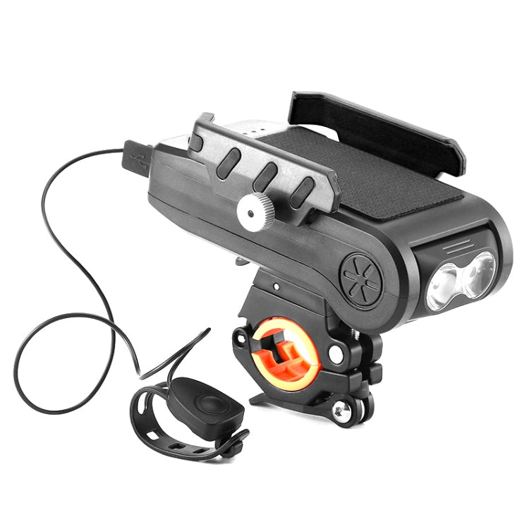 BG-2021 Bicycle Front Light 4 In 1 Mobile Phone Holder Horn Light Mountain Bike Front Light, 2400 MAH Black, 2400 MAH Red, 2400 MAH Blue, 4000 MAH Black, 4000 MAH Red, 4000 MAH Blue - WAYBIKER
