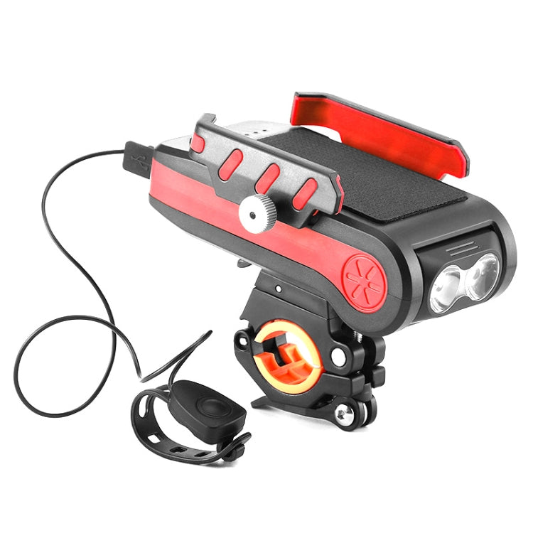 BG-2021 Bicycle Front Light 4 In 1 Mobile Phone Holder Horn Light Mountain Bike Front Light, 2400 MAH Black, 2400 MAH Red, 2400 MAH Blue, 4000 MAH Black, 4000 MAH Red, 4000 MAH Blue - WAYBIKER