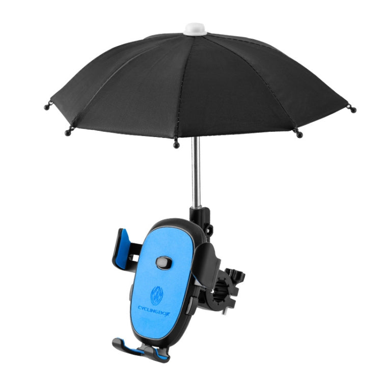 CYCLINGBOX BG-2935 Bicycle Mobile Phone Bracket With Umbrella Waterproof Navigation Electric Car Mobile Phone Frame, Style:, Handlebar Installation (Black), Handlebar Installation (Red), Handlebar Installation (Blue), Handlebar Installation (Yellow)   ... - WAYBIKER