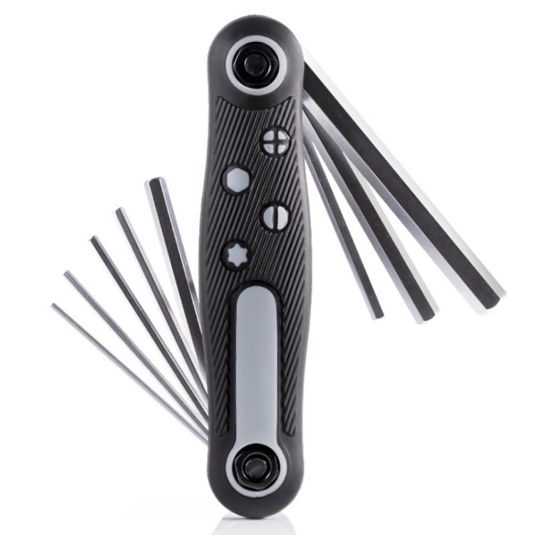 8 In 1 Bicycle Repair Portable Folding Allen Wrench, Phillips Slotted, Inner Hexagon, Torx