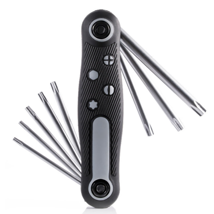 8 In 1 Bicycle Repair Portable Folding Allen Wrench, Phillips Slotted, Inner Hexagon, Torx
