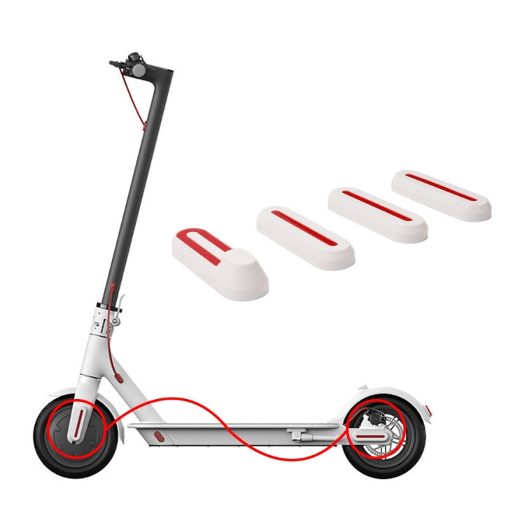 1 Set Electric Scooter Wheel Four-way Side Decorative Cover With Reflective Strips For Xiaomi Mijia 1S Pro, Black, White