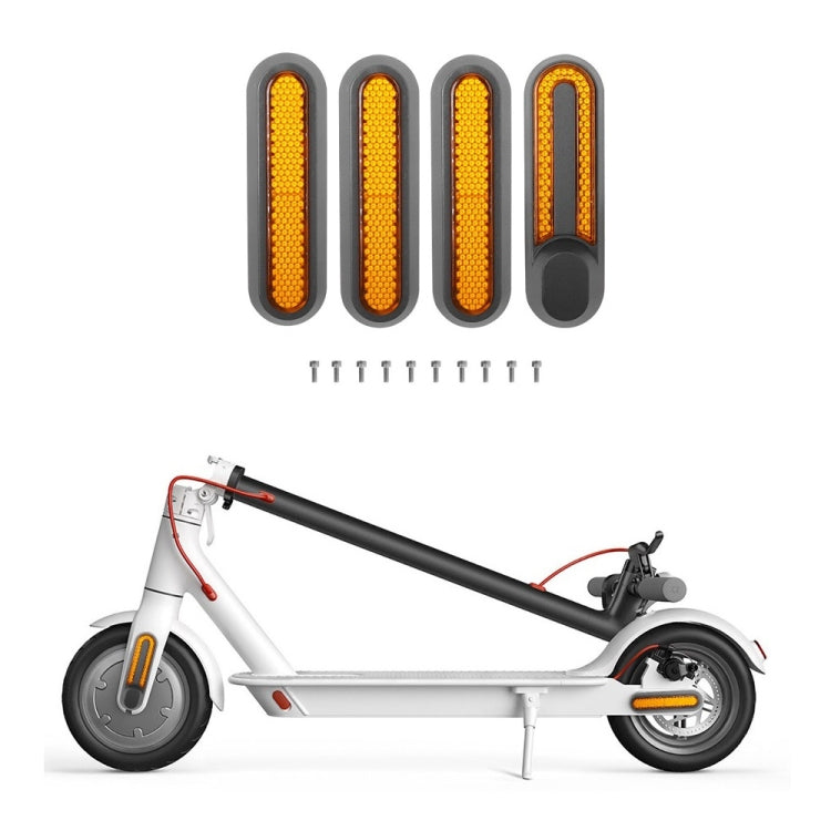 Electric Scooter Wheel Four-way Side Decorative Cover With Reflective Strips & Screws For Xiaomi Mijia 1S / Pro 2, Red, Yellow - WAYBIKER