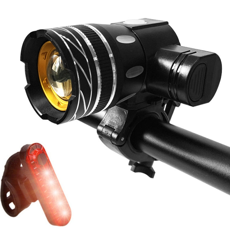 7602 LED USB Charging Telescopic Zoom Bicycle Front Light, Specification:, Headlight, Headlight + 928 Taillight, Headlight + 056 Taillight, Headlight + Gem Lamp, Headlight +11034 Taillight, Headlight + 918 Taillight, 2 Headlight + 056 Taillight