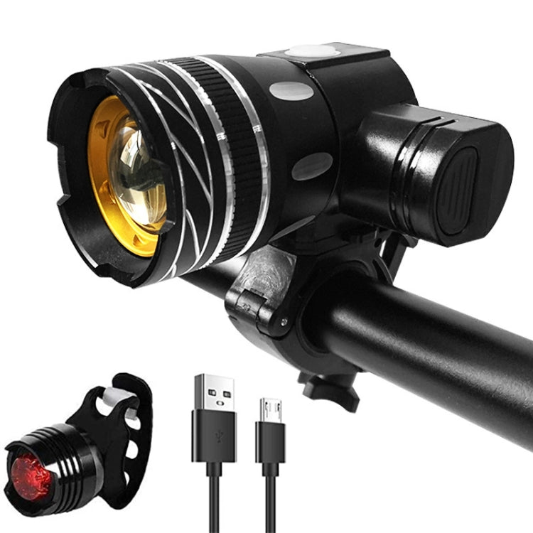 7602 LED USB Charging Telescopic Zoom Bicycle Front Light, Specification:, Headlight, Headlight + 928 Taillight, Headlight + 056 Taillight, Headlight + Gem Lamp, Headlight +11034 Taillight, Headlight + 918 Taillight, 2 Headlight + 056 Taillight - WAYBIKER