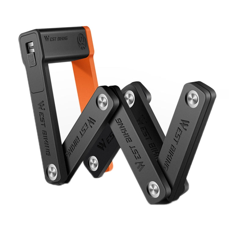 WEST BIKING Bicycle Anti-Theft Lightweight Folding Chain Lock, WEST BIKING Lock Black Orange