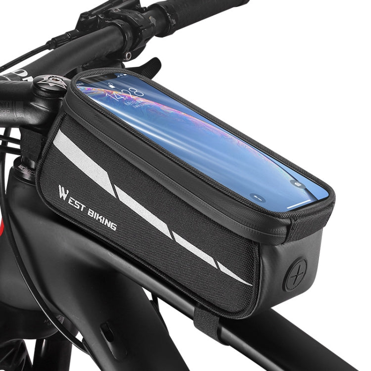 WEST BIKING 7 inches Mountain Bike Mobile Phone Touch Screen Front Beam Bag, Black, Black Gray - WAYBIKER