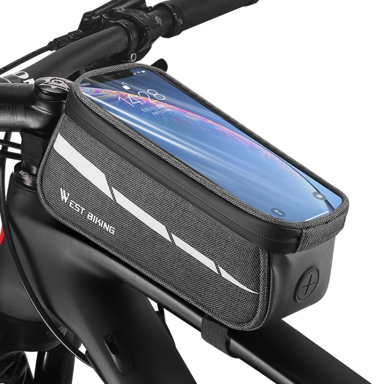 WEST BIKING 7 inches Mountain Bike Mobile Phone Touch Screen Front Beam Bag, Black, Black Gray - WAYBIKER