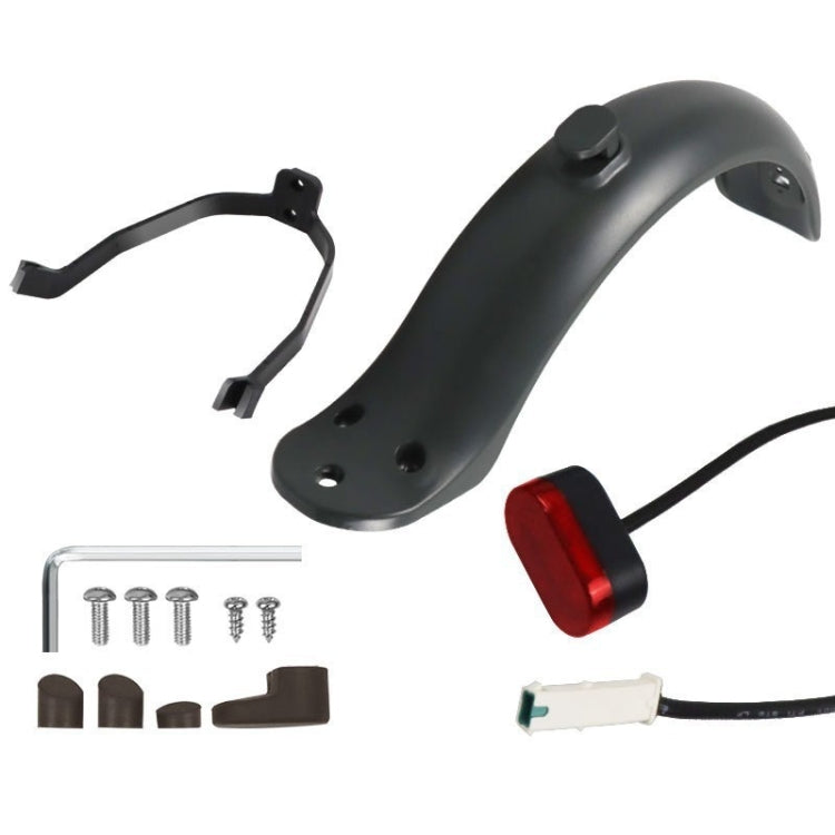 For Xiaomi M365 Electric Scooter Accessories, Fender+Bracket+Taillight, Black With Wrench, Black Without Wrench