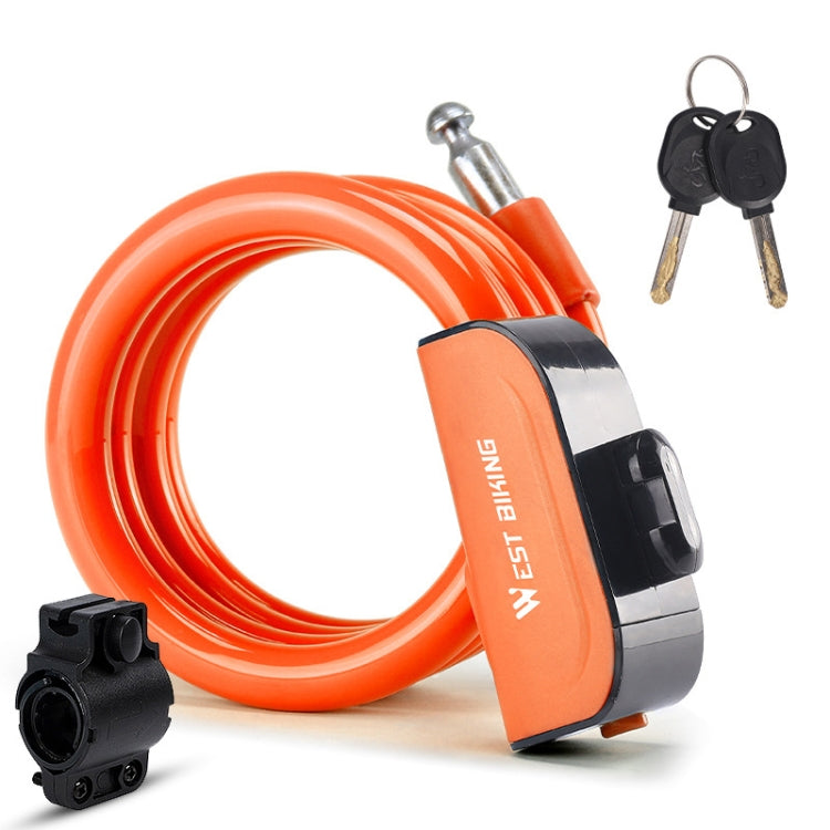 WEST BIKING 1.2m Bicycle Lock PVC Steel Cable Anti-theft Waterproof Cycling Lock, Black, Blue, Orange