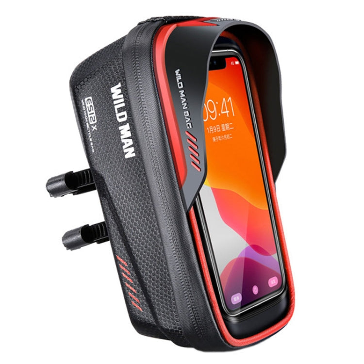 WILD MAN ES12X 1LEVA Hard Shell Bicycle Bag Cycling Phone Touch Screen Front Beam Bag, ES12X (Red) - WAYBIKER