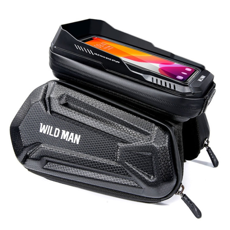 WILD MAN XT6 1.2L Mountain Bike EVA Hard Shell Waterproof Phone Touch Screen Top Tube Bag, XT6 (Solar), XT6 (Twill) - WAYBIKER