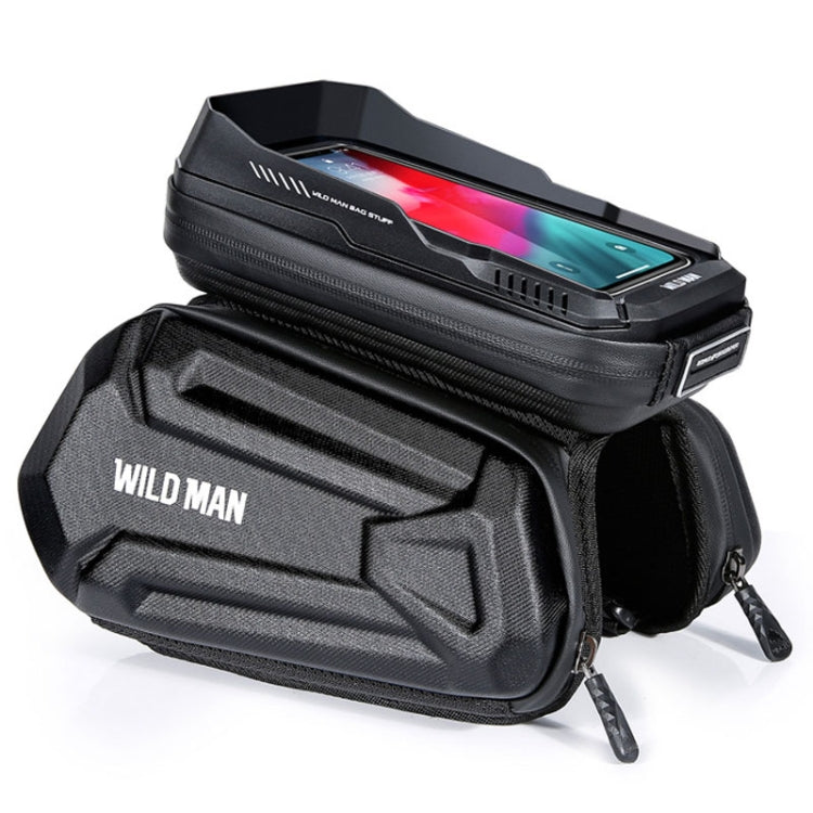 WILD MAN XT6 1.2L Mountain Bike EVA Hard Shell Waterproof Phone Touch Screen Top Tube Bag, XT6 (Solar), XT6 (Twill) - WAYBIKER