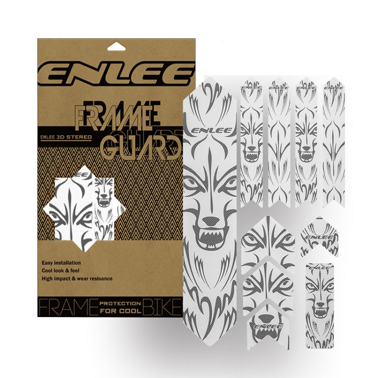 ENLEE 10pcs /Set Mountain Bike Frame Anti-Scratch Sticker Waterproof Protective Film For Cycling Equipment, Transparent Model, Wolf Head Model, Samurai