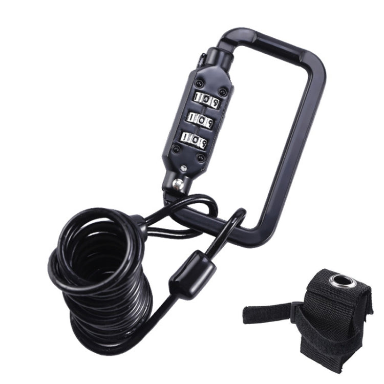 Universal Safety Code Wire Rope Helmet Lock for Motorcycles Bicycles, Black, Black+Storage Bag