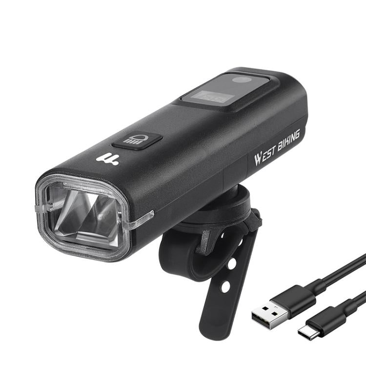 WEST BIKING Bicycle Waterproof TYPE-C Rechargeable High-Brightness Headlight, Regular, Digital Battery Display - WAYBIKER