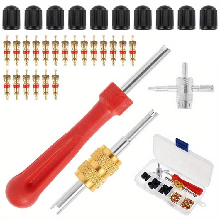 33pcs/Set Car Bicycle Tire Valve Core Installation Tool Repair Kit, A, B
