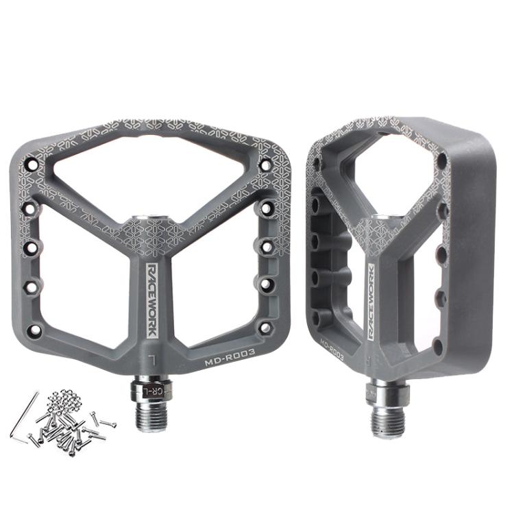 RACEWORK RK579 1pair Bicycle Wide Anti-slip Bearing Pedal Nylon Pedal