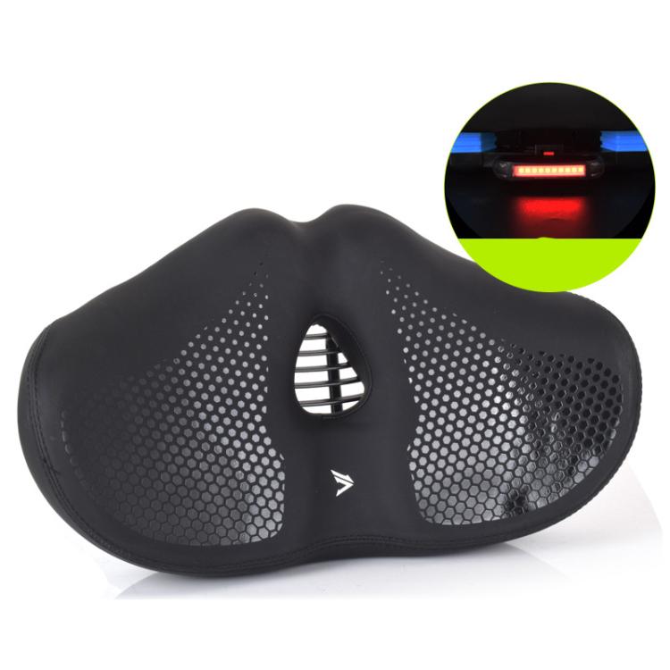 FMFXTRA Thickened Bicycle Saddle Mountain Bike Shaped Saddle, Black, Brown, Black+Tail Light, Brown+Tail Light