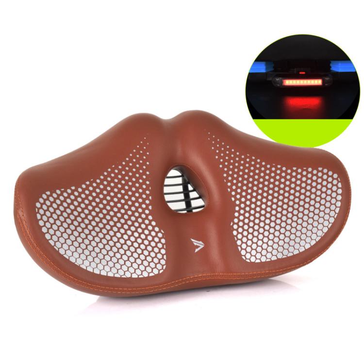 FMFXTRA Thickened Bicycle Saddle Mountain Bike Shaped Saddle, Black, Brown, Black+Tail Light, Brown+Tail Light