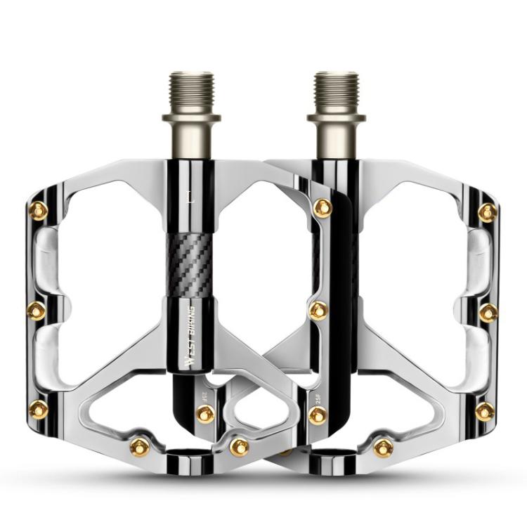 WEST BIKING 1pair Colorful Electroplated Bicycle Pedals 3 Bearing Aluminum Alloy Mountain / Road Bike Pedals - WAYBIKER