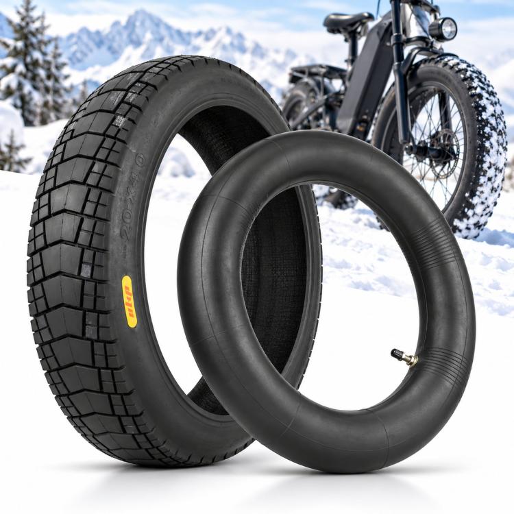 Ulip 20x4.0 Fat Tire & 20x4.0/3.50-16 Straight Valve Inner Tube Set for Electric Bikes & Snow E-Bikes, 20x4.0 Fat Tire & 3.50-16  Inner Tube Set