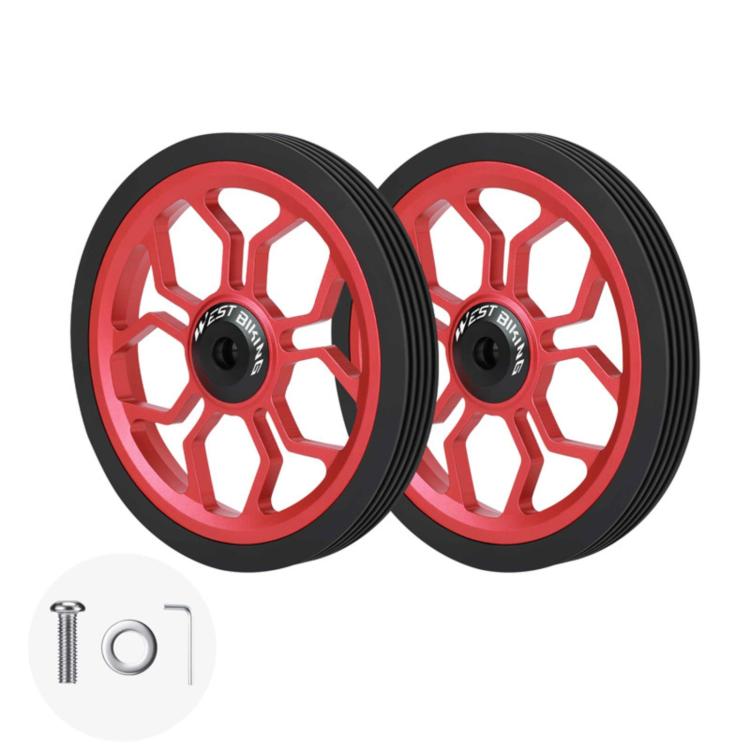 WEST BIKING Aluminum Alloy Bearing-Equipped Silent Auxiliary Wheels for Folding Bikes