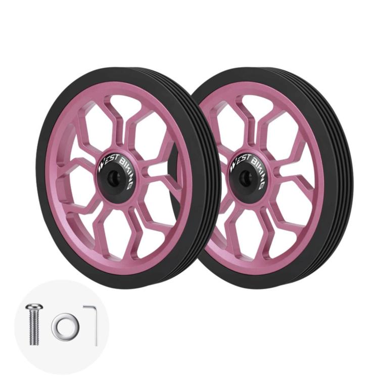 WEST BIKING Aluminum Alloy Bearing-Equipped Silent Auxiliary Wheels for Folding Bikes