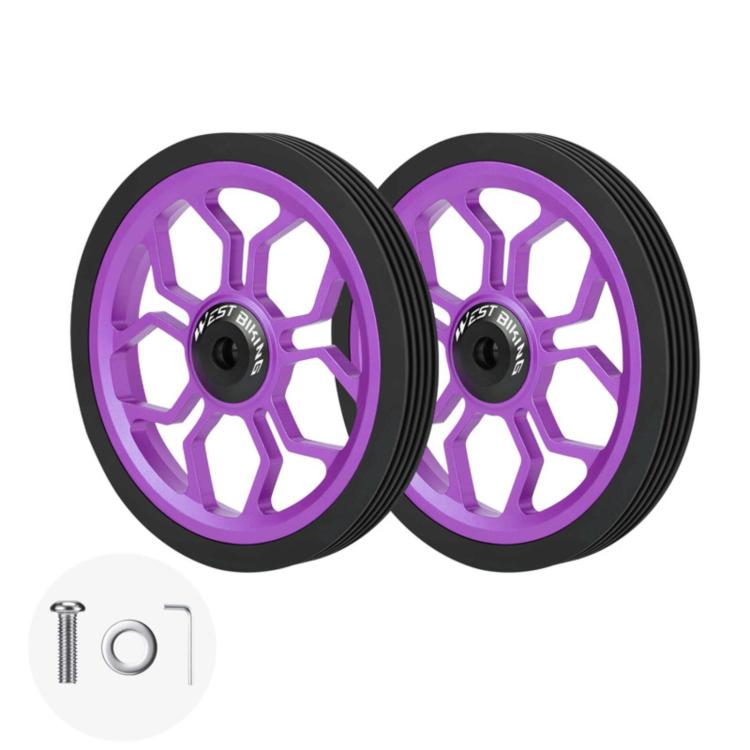 WEST BIKING Aluminum Alloy Bearing-Equipped Silent Auxiliary Wheels for Folding Bikes