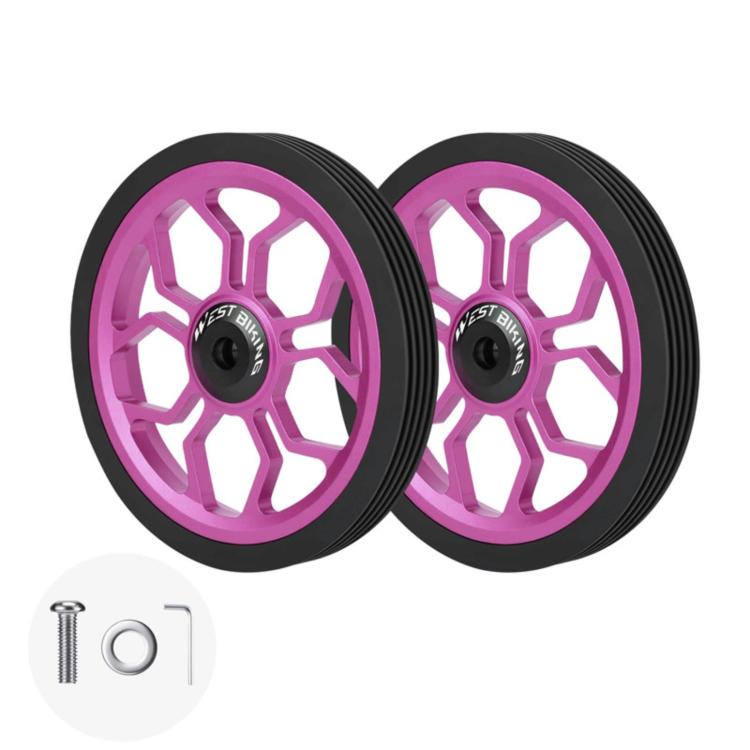 WEST BIKING Aluminum Alloy Bearing-Equipped Silent Auxiliary Wheels for Folding Bikes