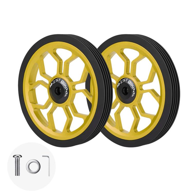 WEST BIKING Aluminum Alloy Bearing-Equipped Silent Auxiliary Wheels for Folding Bikes