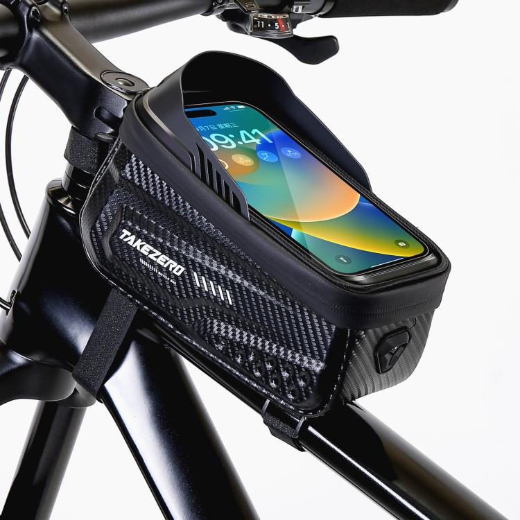 TAKEZERO Hard Shell Mountain Bike Bag -1L EVA Top Tube Bicycle Pouch with Phone Holder