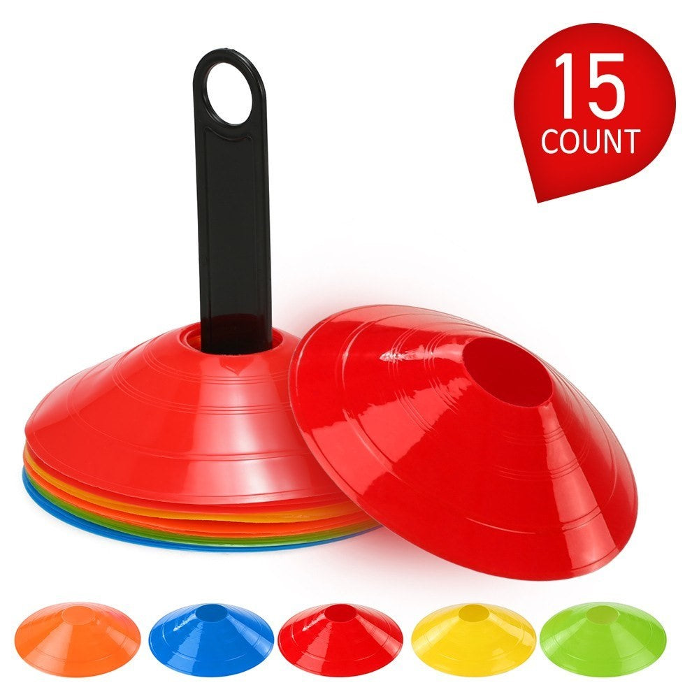 15PCS/Pack Agility Disc Cone Set Multi Sport Training Space Cones with Plastic Stand Holder for Soccer Football Ball Game Disc Mini Training Cones Field Markers