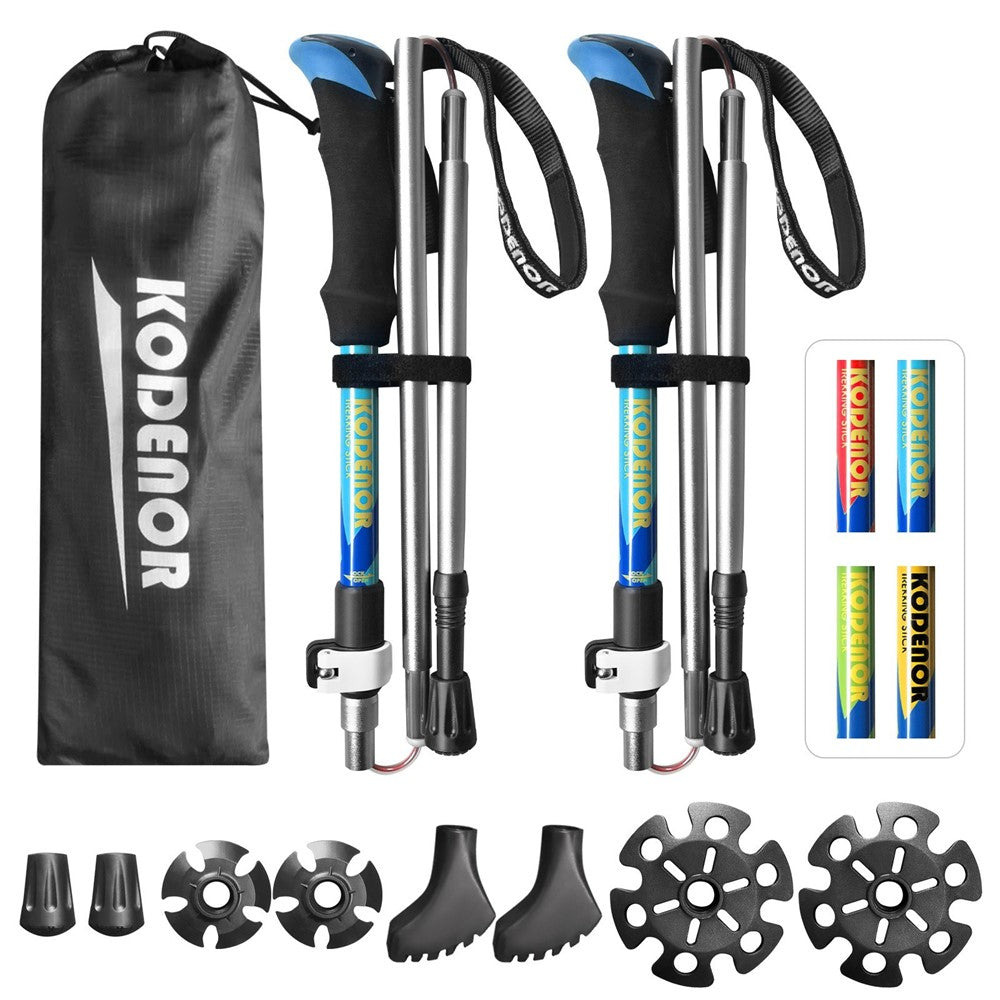 KODENOR 2 PCS Collapsible Trekking Pole Set For Trekking Camping Traveling Climbing Short Style