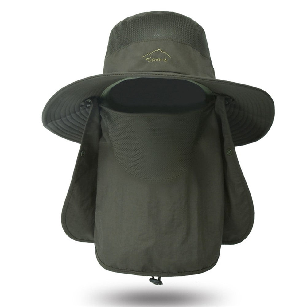 Fishing Hat Sun Cap with Removable Face Cover Neck Flap Outdoor UV Sun Protection Wide Brim Hat