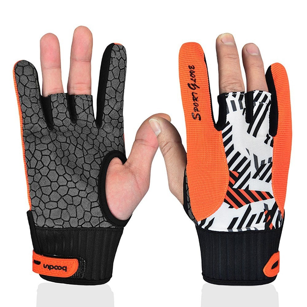 BOODUN 1 Pair Anti-Skid Bowling Gloves Comfortable Bowling Accessories Semi-Finger Instruments Sports Gloves