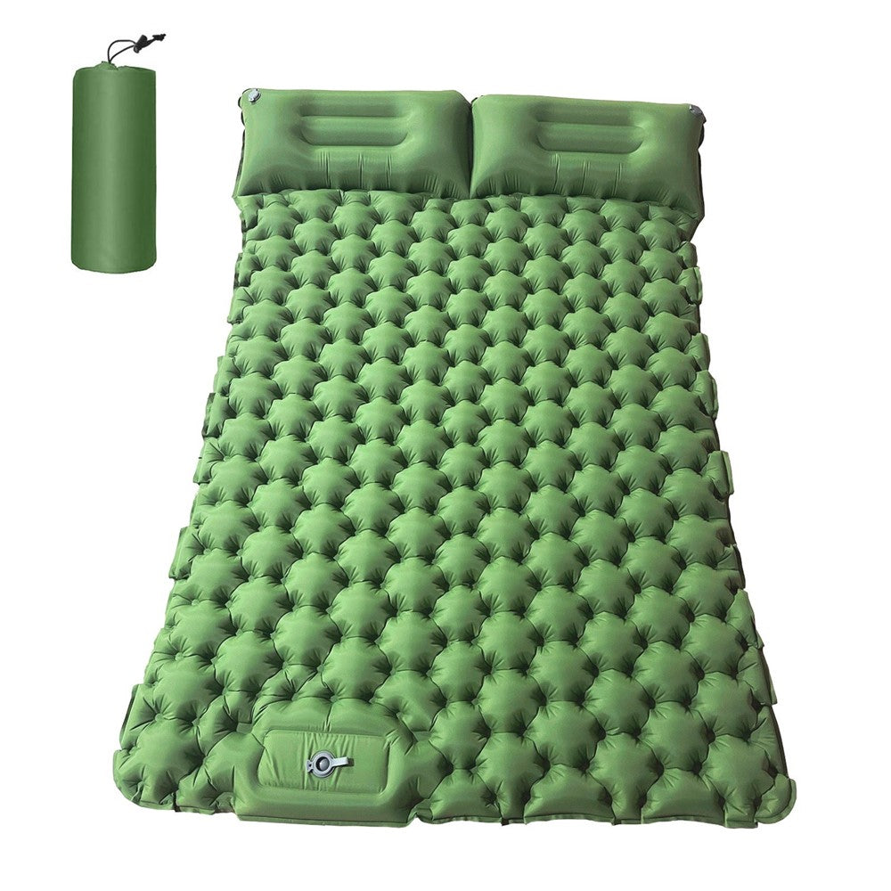 Portable 2 Person Camping Mat Air Mattress with Air Pillow Built-in Foot Pump Backpacking Sleeping Pad