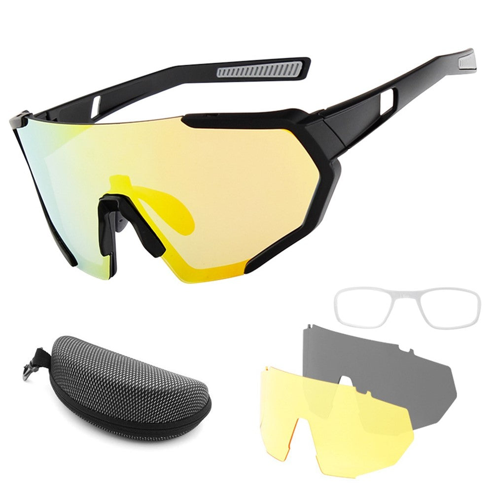 Sports Cycling Sunglasses with 2 Interchangeable Lenses UV400 Protection MTB Road Riding Fishing Golf Baseball Running Glasses