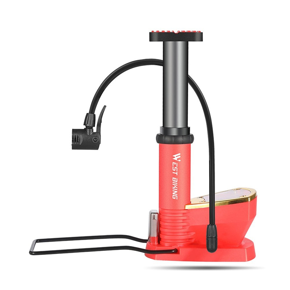 WEST BIKING Bike Pump Foot Bicycle Tire Pump High Pressure 140PSI Fast Inflation Air Pump Inflator with Barometer for Road Mountain Bike Balls