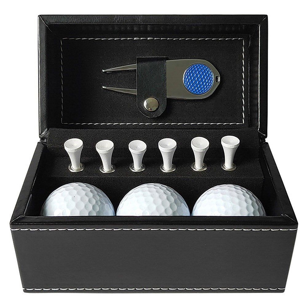 11 Pcs Golf Set Golf Training Accessories with 6 Golf Tees 3 Golf Balls Divot Repair Tool Leather Box Set